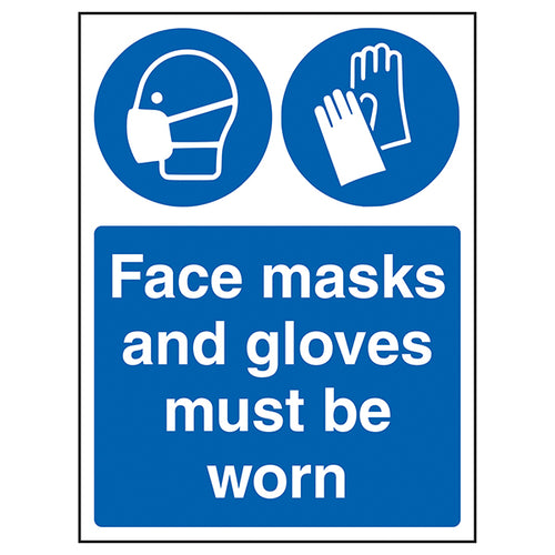 PPE Safety Sign Face Masks And Gloves Mandatory Staff