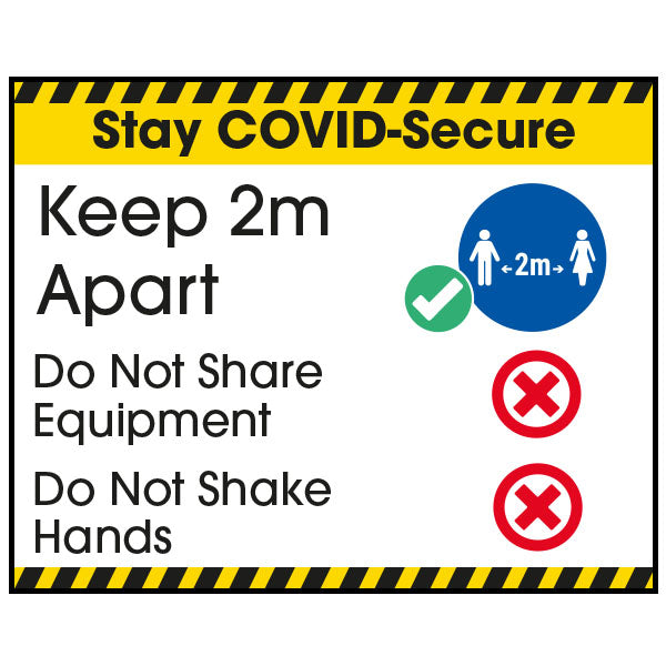 Stay COVID Secure 2M Apart Safety Sign Office Reminder