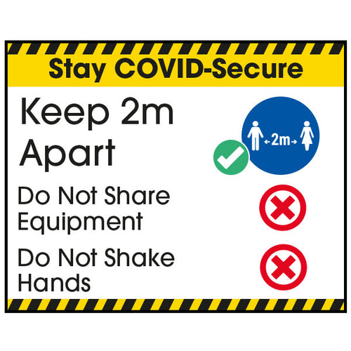 Stay COVID Secure 2M Apart Safety Sign Office Reminder