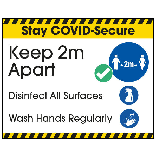 Stay COVID Secure 2m Apart Safety Sign Essential For Office