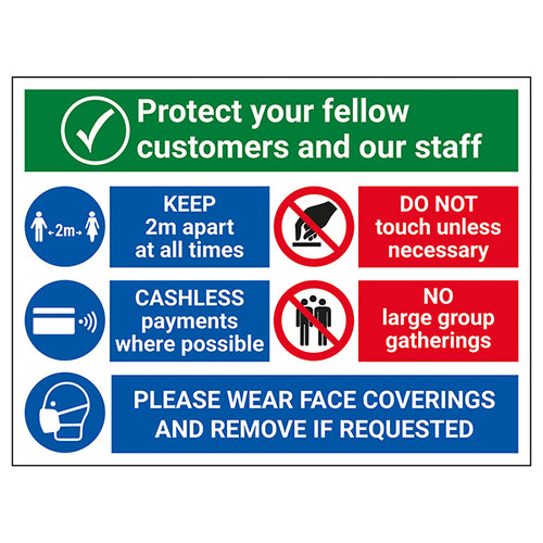 Wear Face Coverings Safety Sign Protect Staff Customers