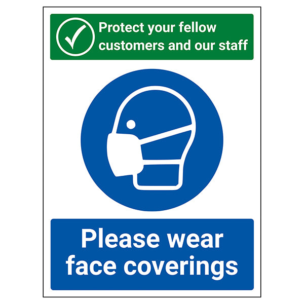 Wear Face Coverings Safety Sign Protect Customers Retail