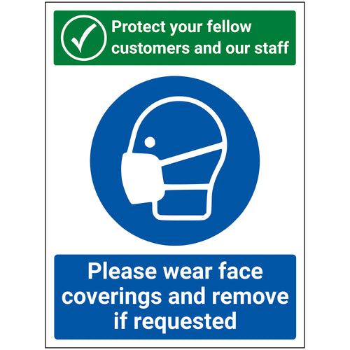 Wear Face Coverings Safety Sign Protect Customers Staff