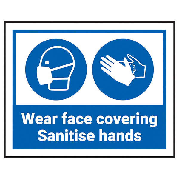 Wear Face Coverings Sanitise Hands Safety Sign Transport