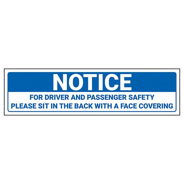 Driver And Passenger Safety Sign For Covid Secure Transport