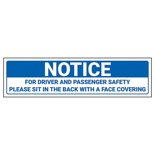 Driver And Passenger Safety Sign For Covid Secure Transport