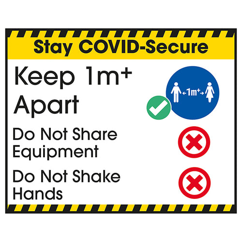 Stay Covid Secure 1m Apart Label Safety Sign For Offices