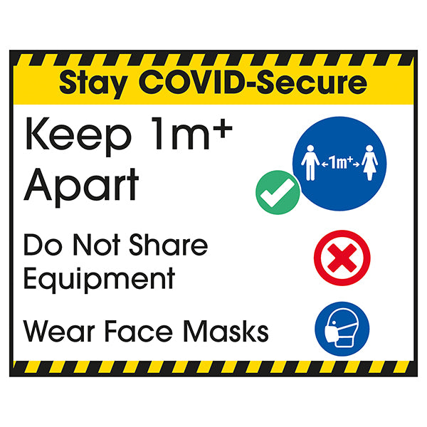 Stay COVID Secure Safety Sign Compact Label For Workplace
