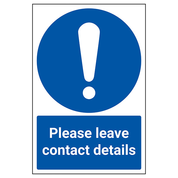 Contact Details Safety Sign 21 Day Record Hospitality