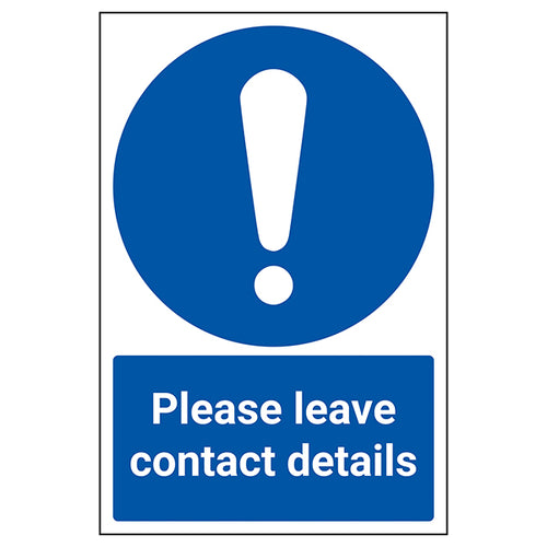 Contact Details Safety Sign 21 Day Record Hospitality