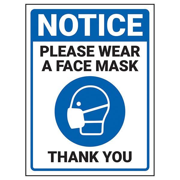 Wear A Face Mask Safety Sign High Visibility Staff Notice