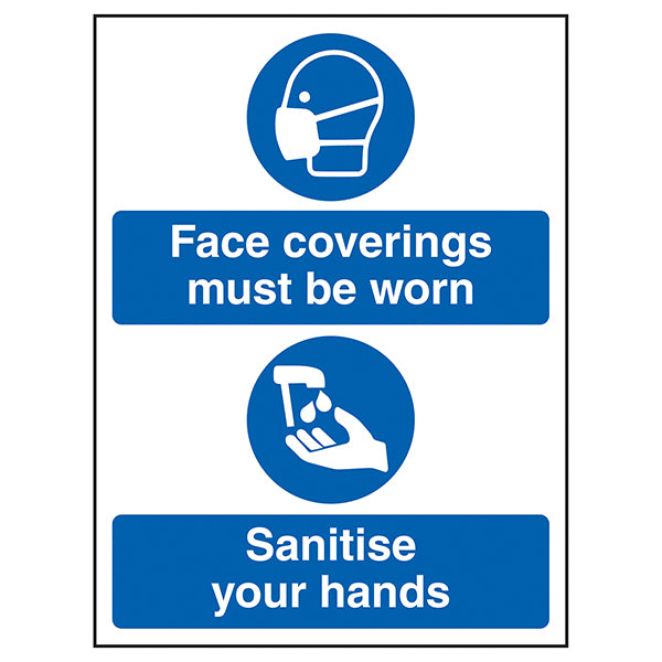 Face Coverings Safety Sign High Viz PPE Reminder Staff