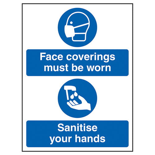 Face Coverings Safety Sign High Viz PPE Reminder Staff