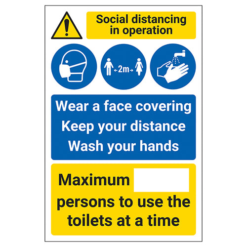 Social Distancing Safety Sign Premium Office Toilet