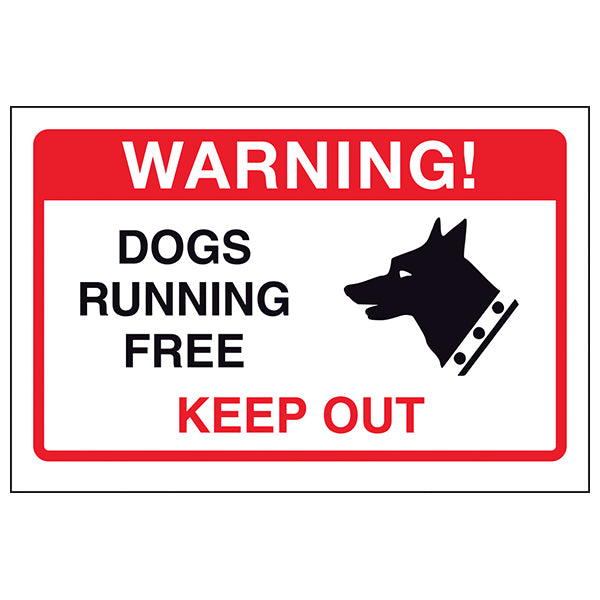 Dogs Running Free Safety Sign Protects Property Owners