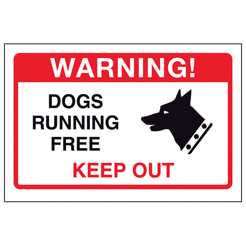 Dogs Running Free Safety Sign Protects Property Owners