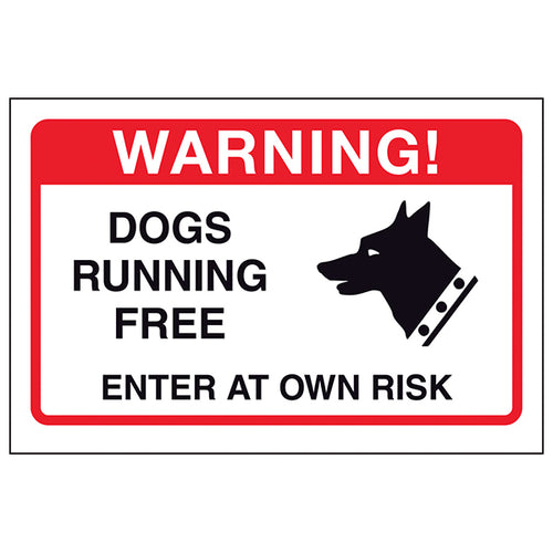 Dogs Running Free Safety Sign For Homeowners Warning