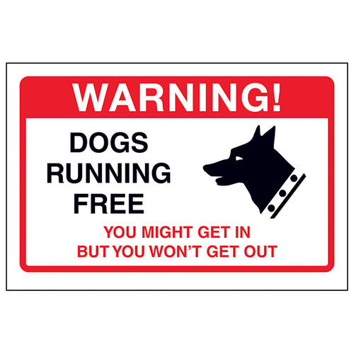 Dogs Running Free Safety Sign Protects Homeowners Now
