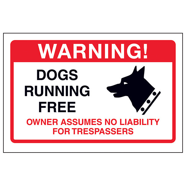 Dogs Running Free Safety Sign For Homeowners Premium