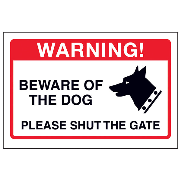 Beware Of The Dog Safety Sign Self Adhesive Homeowners