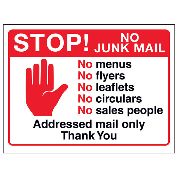 No Junk Mail Sign Homeowners Deters Cold Callers CCTV