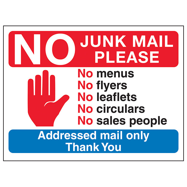 No Junk Mail Sign Deter Unwanted Mail And Calls Homeowners