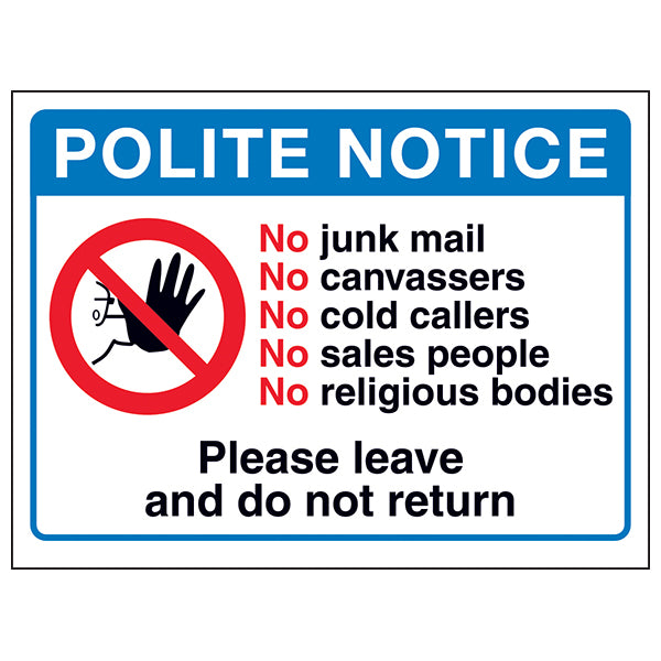 Polite No Junk Mail Sign For Homeowners Keeps Callers Away