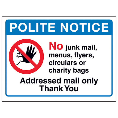 No Junk Mail Sign Polite Notice Homes Keeps Callers Away