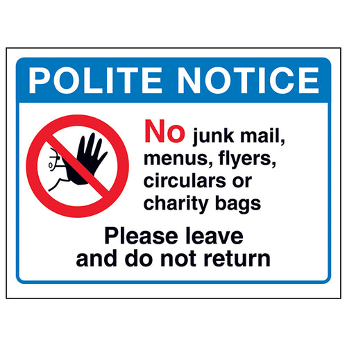 Polite No Junk Mail Sign For Homes Deter Cold Callers