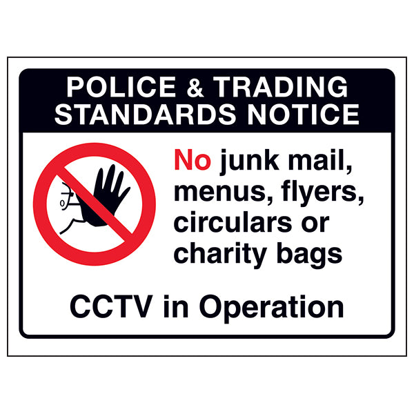 Police And Trading No Junk Mail Sign For Homeowners