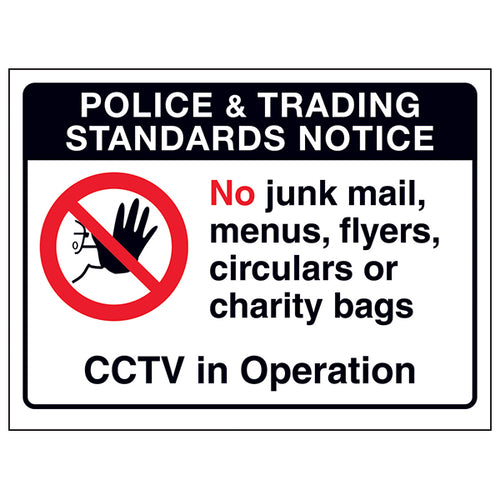 Police And Trading No Junk Mail Sign For Homeowners
