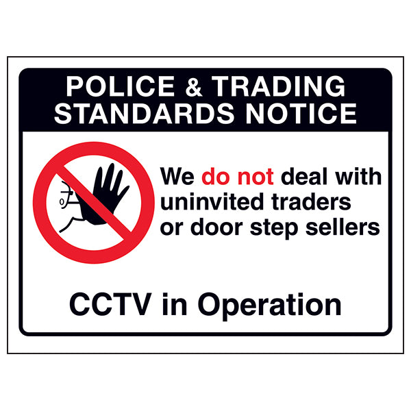 Junk Mail Cold Caller Sign Police Notice Homeowners CCTV