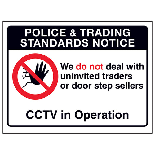 Junk Mail Cold Caller Sign Police Notice Homeowners CCTV