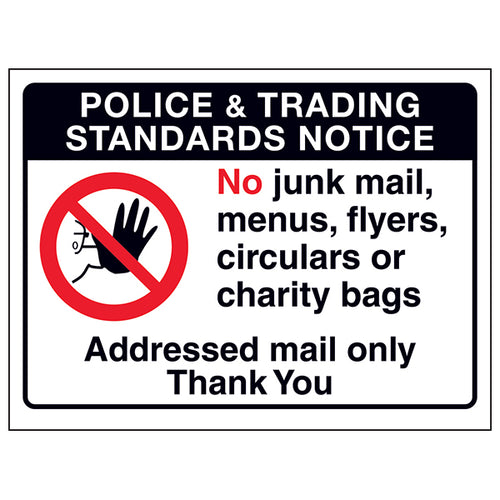 No Junk Mail Sign for Homeowners Deters Cold Callers