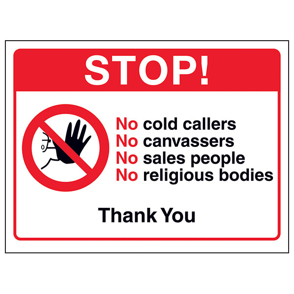 No Cold Callers Sign For Homeowners Keeps Mail Away