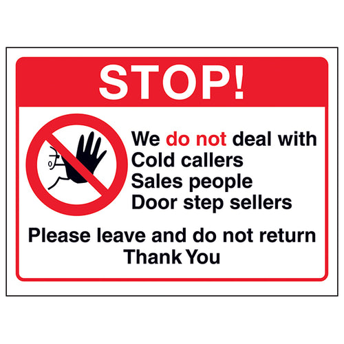 No Cold Callers Sign For Homeowners Deters Junk Mail