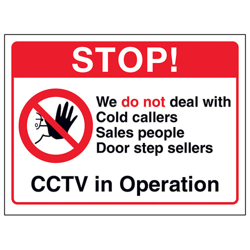 No Cold Callers Sign CCTV Operation Keeps Homeowners Safe