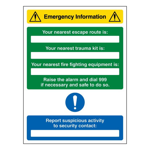 Emergency Escape Route Safety Sign Fast Locate For Staff