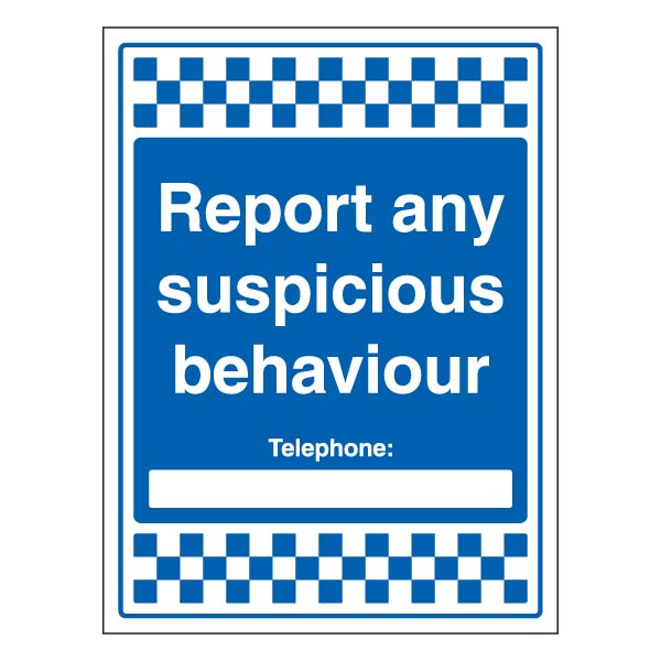Suspicious Behaviour Safety Sign For Schools Rapid Alert