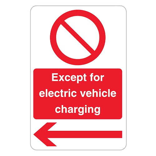 Except Electric Vehicle Charging Safety Sign Owners Clear
