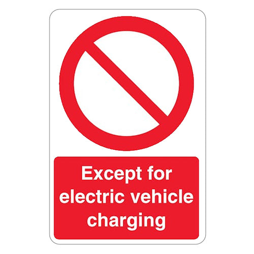 Except Electric Vehicle Charging Safety Sign Staff Notice