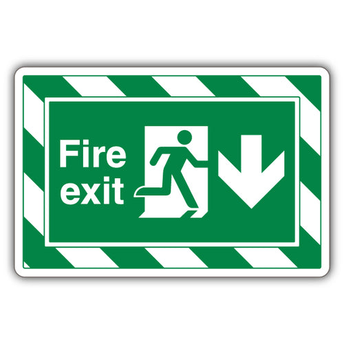 Fire Exit Arrow Down Visibility Safety Sign ExtraViz Site