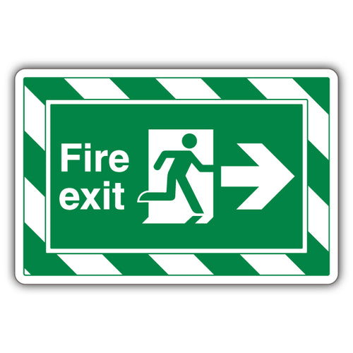 Fire Exit Arrow Right High Visibility Safety Sign ExtraViz