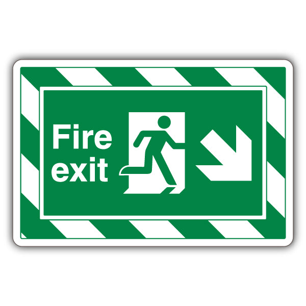 ExtraViz Fire Exit Arrow Down Right Safety Sign For Sites
