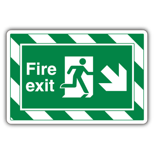 ExtraViz Fire Exit Arrow Down Right Safety Sign For Sites