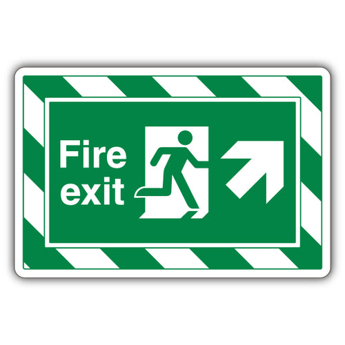 Fire Exit Arrow Up Rt ExtraViz Hi Viz Safety Sign For Work
