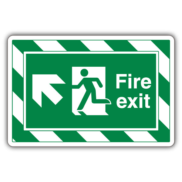 ExtraViz Fire Exit Arrow Up Left For Buildings Safety Sign
