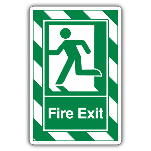 Fire Exit Running Left Safety Sign ExtraViz High Viz Site