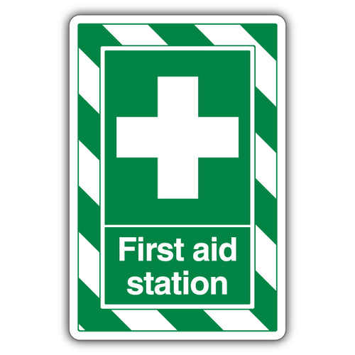 First Aid Station Safety Sign ExtraViz Workplace Visibility
