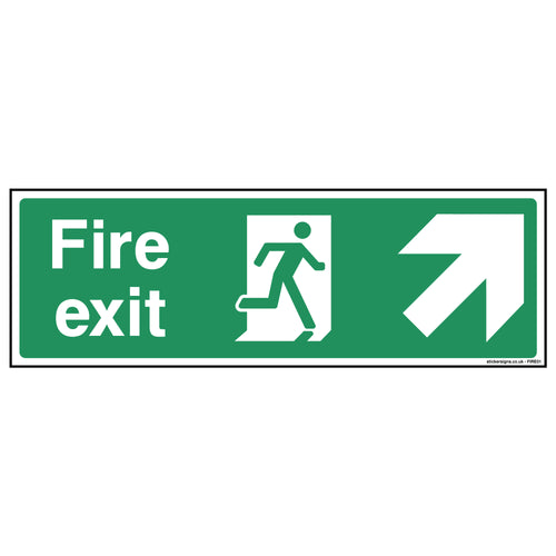 Fire Exit Sign Sticker Upper Right Safety Sign For Building